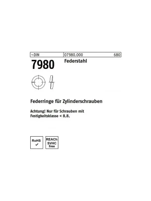 Abverkauf Federringe DIN 7980 - M14 - für Zylinderschrauben - Federstahl blank - 500 Stück