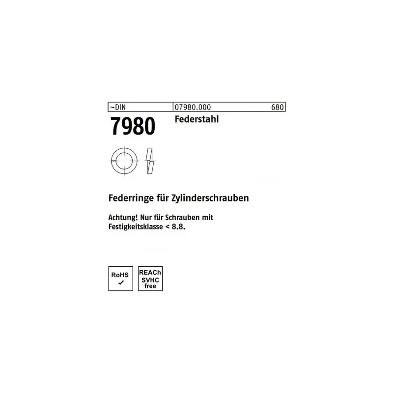 Abverkauf Federringe DIN 7980 - M14 - für Zylinderschrauben - Federstahl blank - 500 Stück