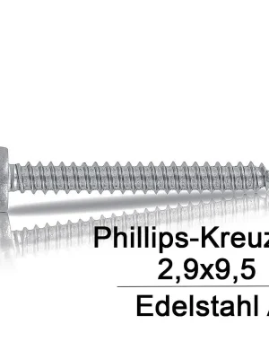 Ausverkauf Blechschraube DIN 7981 – ISO 7049 – 2,9x9,5 mm – Linsenkopf – PH – A2 – 1000 Stück – S&P