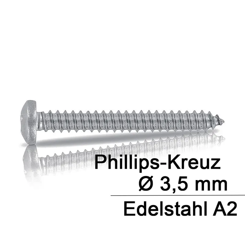 Blechschraube DIN 7981 - ISO 7049 - 3,5x38 mm - Linsenkopf - PH - A2 - 1000 Stück Top-Angebot