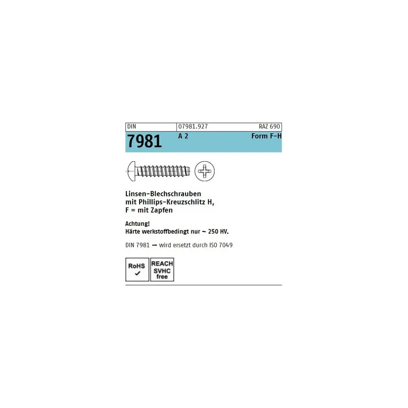 DIN 7981 Linsenblechschrauben Form F Edelstahl A2 3,5x13 1000St. Direkt Vom Hersteller