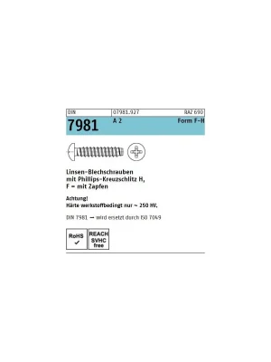 DIN 7981 Linsenblechschrauben Form F Edelstahl A2 3,9x13 1000St. Billig