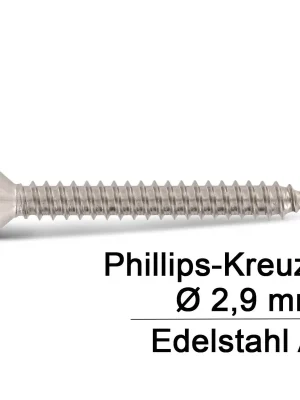 Beliebt Blechschrauben DIN 7982 – ISO 7050 – 2,9x16 – Senkkopf – Phillips PH – Edelstahl A2 – S&P – 1000 Stück