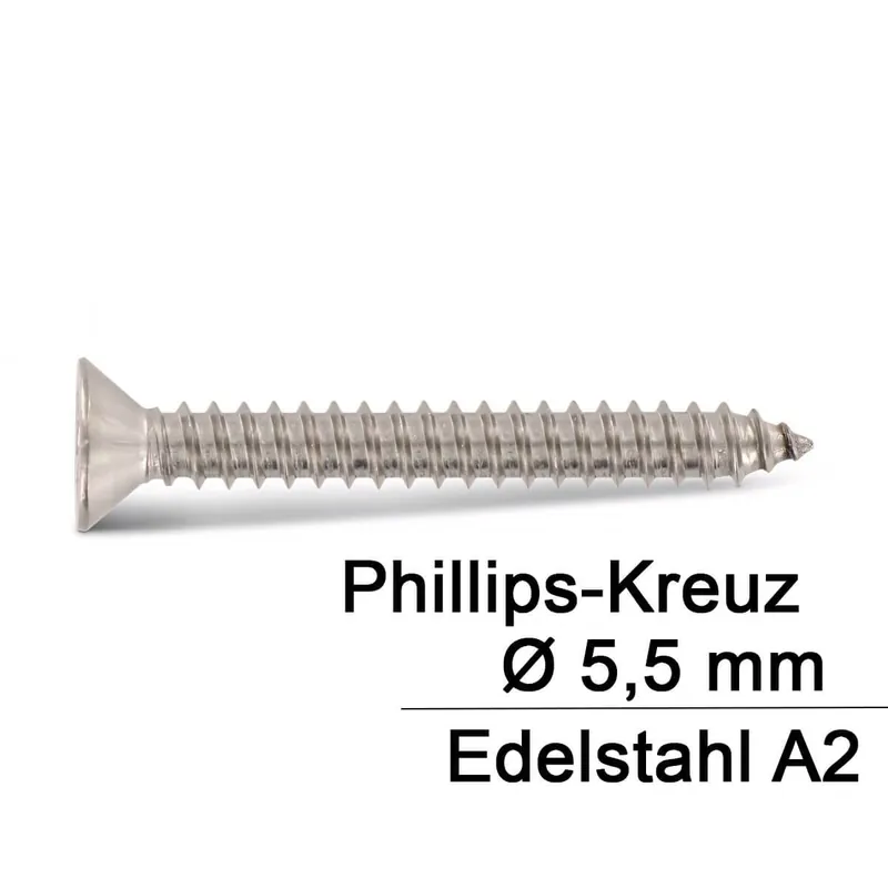 Super-Preis DIN 7982 Senkblechschrauben - A2 - PH - 5,5x16 - 100 Stück