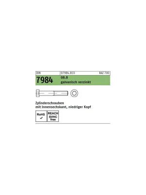 Abverkauf DIN 7984 Zylinderschrauben Stahl 8.8 verzinkt M8x70 200St.