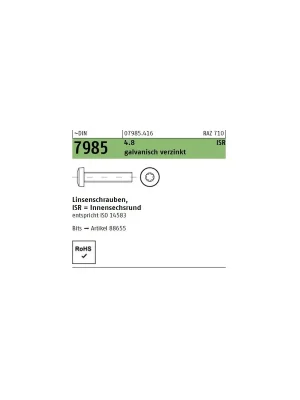 Abverkauf DIN 7985 Linsenkopfschrauben TX Stahl 4.8 verzinkt M5x10 200St.