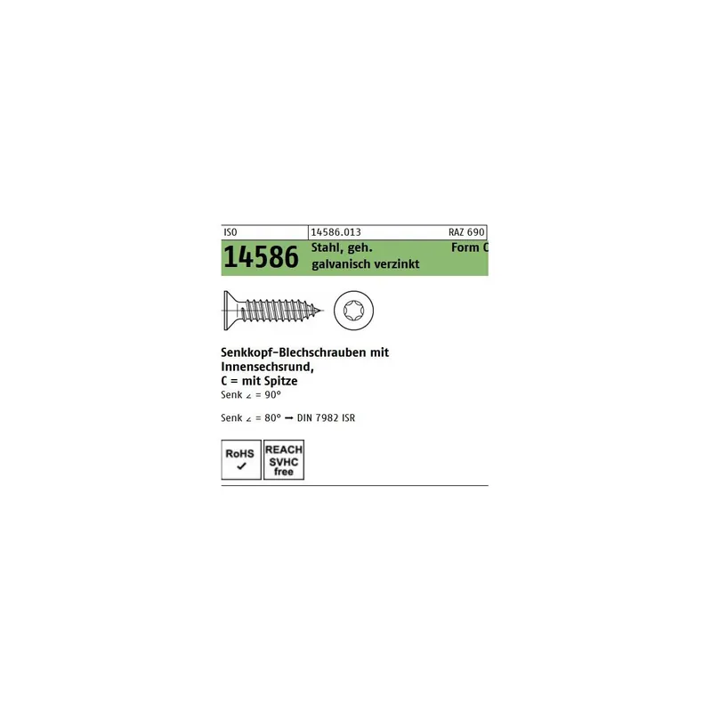 Abverkauf ISO 14586 Blechschrauben TX Form C Stahl verzinkt 4,8x32 250St.