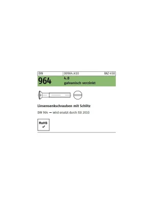 Abverkauf DIN 964 Linsensenkschrauben Stahl 4.8 verzinkt M4x10 200St.