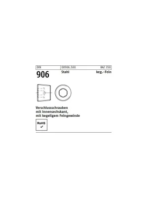 Abverkauf DIN 906 Verschlussschrauben Stahl 16x1,5, Feingewinde 50St.