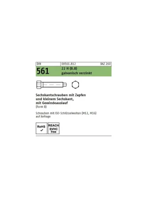 Abverkauf DIN 561 Sechskantschraube - verzinkt 8.8 - Form B - M12x30 - 50 Stück
