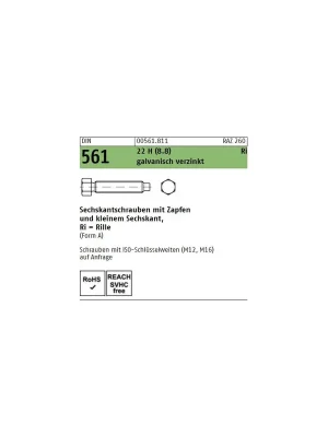 DIN 561 Sechskantschraube - verzinkt 8.8 - Form A - M12x90 - 25 Stück Wochenendangebot