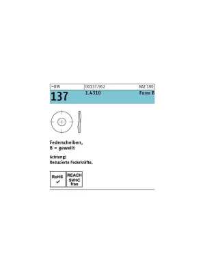 ~DIN 137 1.4310 Form B Federscheiben, gewellt - Abmessung B 10 (1000 Stück) Sonderaktion