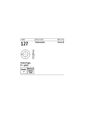 Abverkauf DIN 127 Federring - Form B - Glatt - Federstahl - M27 - 100 Stück