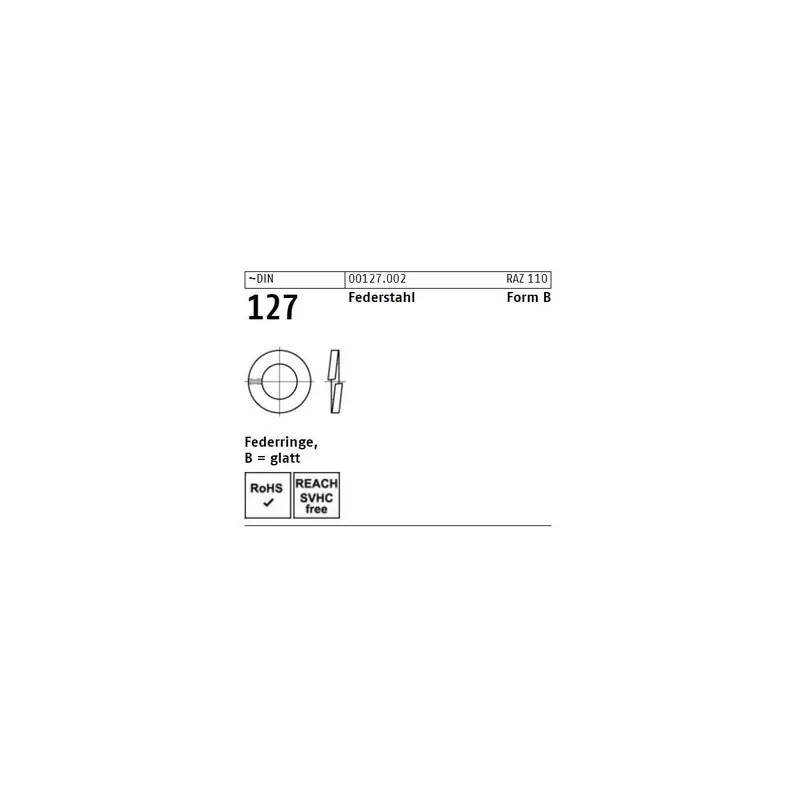 Abverkauf DIN 127 Federring - Form B - Glatt - Federstahl - M5 - 1000 Stück