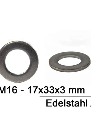 Top-Angebot Unterlegscheiben DIN 125 - M16 - Form A - ohne Fase - A2 - 500 Stück