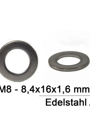 Bestseller Unterlegscheiben DIN 125 - M8 - Form A - ohne Fase - A2 - 1000 Stück