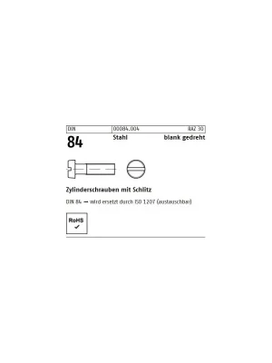 Zylinderschrauben DIN 84 - ISO 1207 - M1x5 - Zylinderkopf - Schlitz - Stahl - 100 Stück Top-Angebot