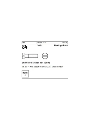 Zylinderschrauben DIN 84 - ISO 1207 - M1x10 - Zylinderkopf - Schlitz - Stahl - 100 Stück Neue Ware