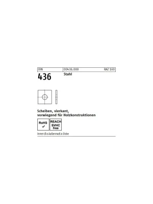 Abverkauf DIN 436 Vierkantscheiben Stahl 24mm 50St.