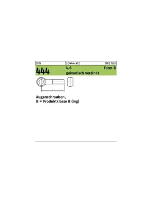 Abverkauf DIN 444 Augenschraube - Stahl 4.6 - verzinkt - Form B - M12x75 - 10 Stück