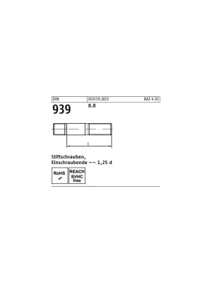 Abverkauf DIN 939 Stiftschrauben Stahl 8.8 M10x90 25St.