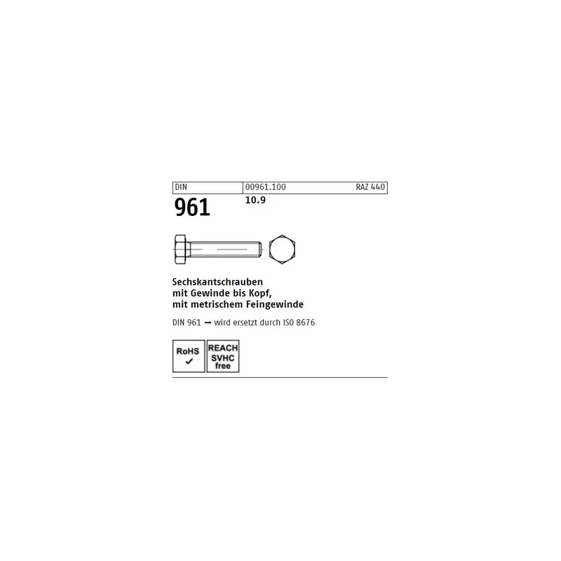 Nur Für Kurze Zeit DIN 961 Sechskantschraube - Stahl 10.9 - VG - Feingewinde - M24x1,5x70 - 25 Stück