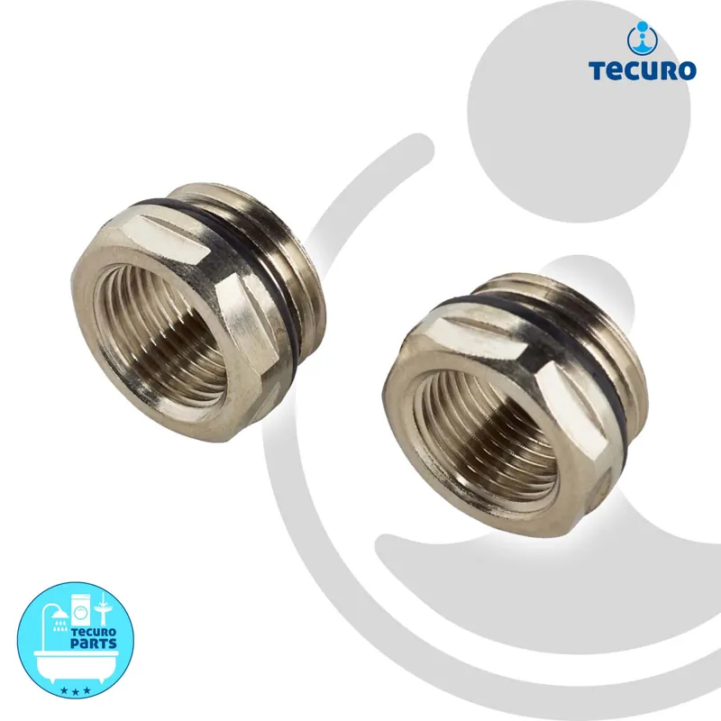 tecuro Heizkörper - Reduzierstück 1/2 Zoll AG x 3/8 Zoll IG - Messing vernickelt (2 Stück) Letzte Chance