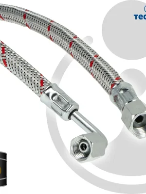Neue Ware tecuro Ölschlauch 1000 mm x M12x1,5 x M12x1,5 Überwurfmutter (DN8), konisch dichtend, einseitig Rohrbogen 90°