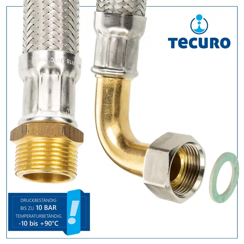 tecuro Panzerschlauch DN 25 - 1 Zoll ÜWM-Bogen 90° x 1 Zoll AG x X, EPDM - KEIN DVGW Sale
