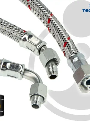 Mega-Angebot tecuro Universal Ölschlauch mit SR 8 LR Konus mit M14x1,5 ÜWM - 75° Rohrbogen x 3/8 Zoll Überwurfmutter - konisch dichtend