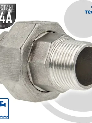 Schneller Versand tecuro Verschraubung flach dichtend Edelstahl V4A (AISI 316), IG x AG - verschiedene Größen