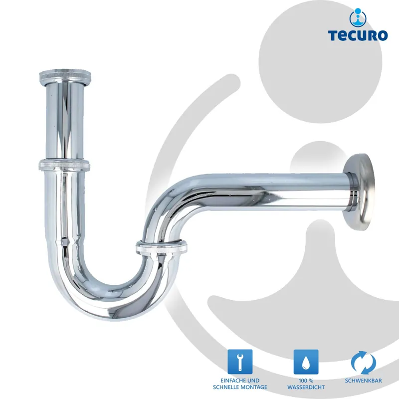 Preisreduziert tecuro Röhrengeruchsverschluss Siphon für Waschbecken, 1 1/4 Zoll x 32 mm - Messing verchromt