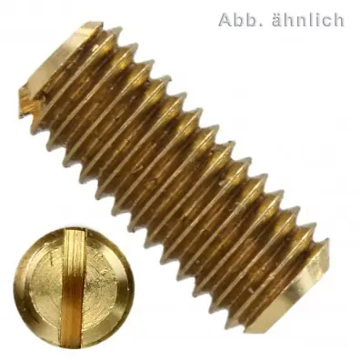 100 Gewindestifte mit Schlitz und Kegelkuppe M3x6 mm - DIN 551 - Messing Zertifiziert