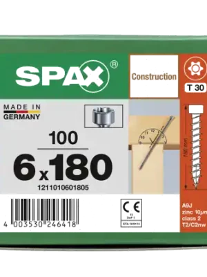 SPAX WIROX Zylinderkopfschraube T-STARplus VG TX30 6 x 180 100 Stk Super-Preis