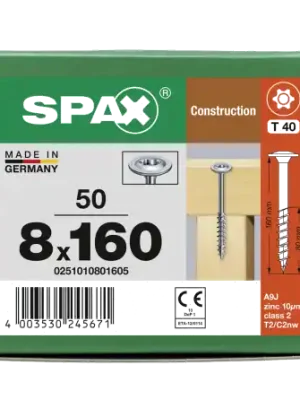 SPAX WIROX Tellerkopf T-STARplus TG TX40 8,0x160 50 Stk Neuheit