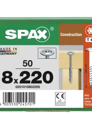 SPAX WIROX Tellerkopf T-STARplus TG TX40 8,0x220 50 Stk Neue Ware