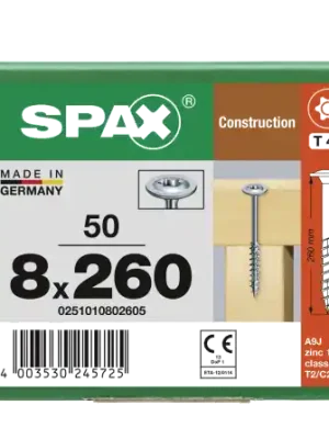 SPAX WIROX Tellerkopf T-STARplus TG TX40 8,0x260 50 Stk Sale
