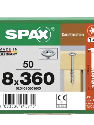 SPAX WIROX Tellerkopf T-STARplus TG TX40 8,0x360 50 Stk Sale