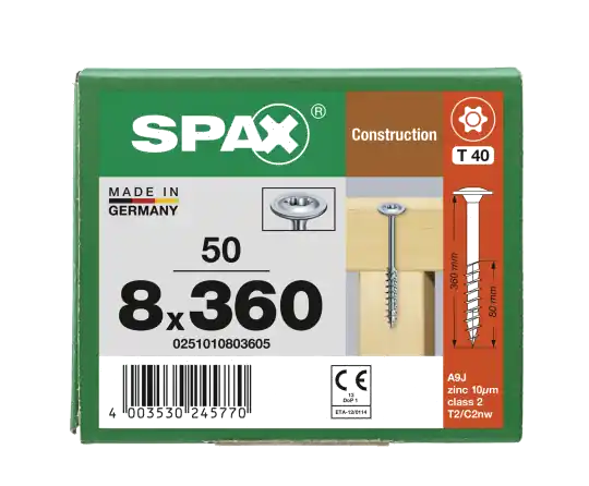 SPAX WIROX Tellerkopf T-STARplus TG TX40 8,0x360 50 Stk Sale