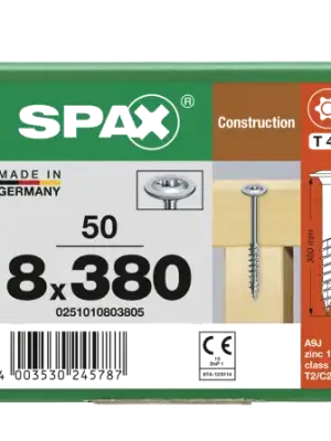 SPAX WIROX Tellerkopf T-STARplus TG TX40 8,0x380 50 Stk Heißes Angebot