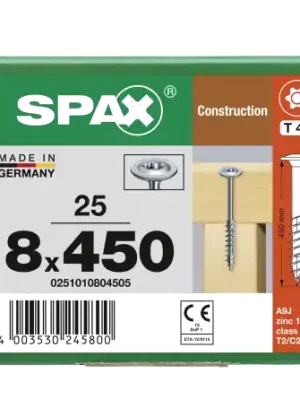 Abverkauf SPAX WIROX Tellerkopf T-STARplus TG TX40 8,0x450 25 Stk