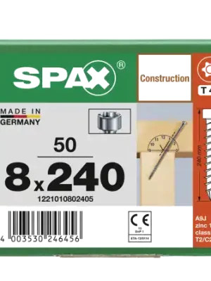 SPAX Zylinderkopfschraube T-STAR plus VG TX40 8 x 240 WIROX 50 Stk Sonderaktion