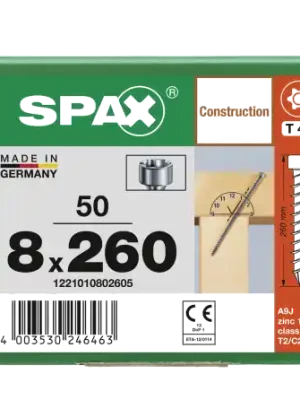 SPAX Zylinderkopfschraube T-STAR plus VG TX40 8 x 260 WIROX 50 Stk Finale Aktion