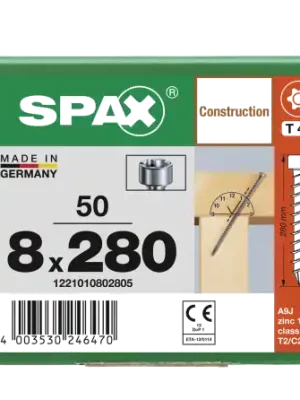 Wochenendangebot SPAX Zylinderkopfschraube T-STAR plus VG TX40 8 x 280 WIROX 50 Stk