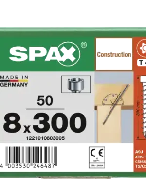 SPAX Zylinderkopfschraube T-STAR plus VG TX40 8 x 300 WIROX 50 Stk Garantierte Lieferung