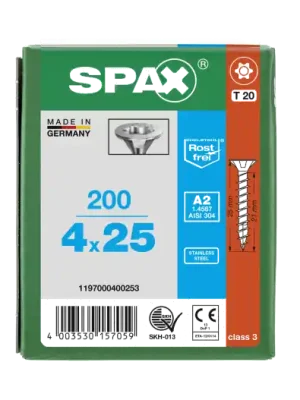 Top-Preis SPAX Senkkopf T-STAR plus - Vollgewinde Edelstahl rostfrei A2 1.4567 T20 - 4x25 - 200 Stk