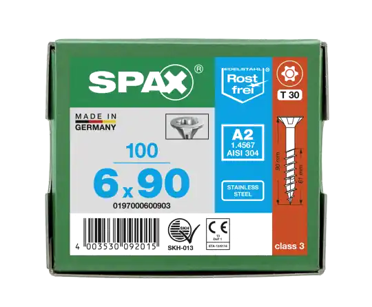 SPAX Senkkopf T-STAR plus - Teilgewinde Edelstahl rostfrei A2 1.4567 T30 - 6x90 - 100 Stk Highlight