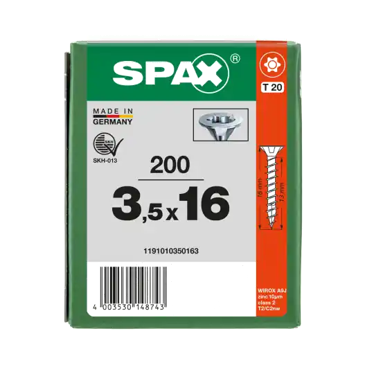 Begrenztes Angebot SPAX Senkkopf T-STAR plus - Vollgewinde WIROX A3J T20 - 3,5x16 - 200 Stk