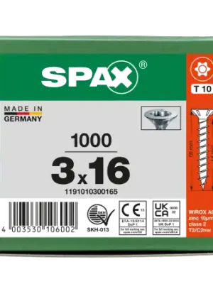 Highlight SPAX Senkkopf T-STAR plus - Vollgewinde WIROX A3J T10 - 3x16 - 1000 Stk