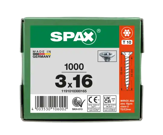 Highlight SPAX Senkkopf T-STAR plus - Vollgewinde WIROX A3J T10 - 3x16 - 1000 Stk